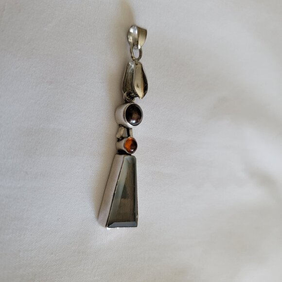 Sterling Silver Pendant 3-Gem Stones JLR Design Vintage 925 Sterling - Picture 3 of 10